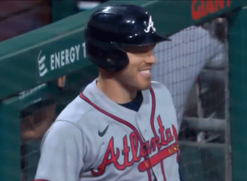 Baseball Player In Helmet And Atlanta Jersey GIF