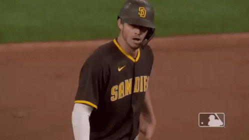 Baseball Player In Helmet And San Diego Jersey On Field GIF