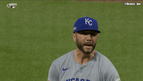 Baseball Player In Kansas City Jersey On Field