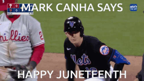 Baseball Player in Mets Jersey Says Happy Juneteenth