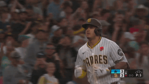 Baseball Player in Padres Uniform Running