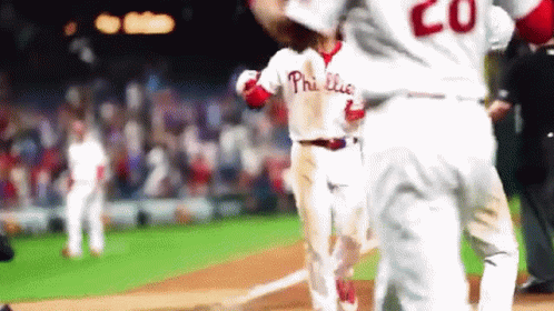 Baseball Player in Phillies Jersey Preparing to Hit