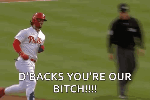Baseball Player in Phillies Uniform Running