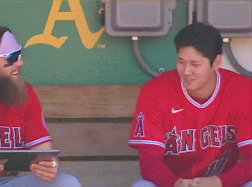 Baseball Player In Red Angels Jersey GIF