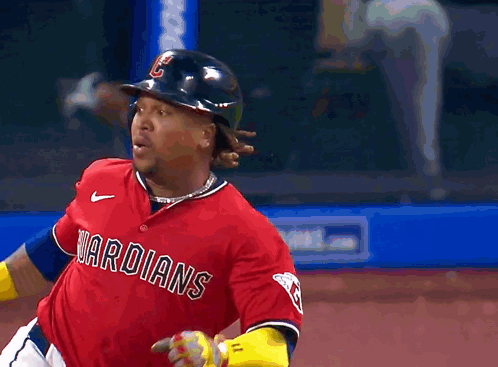 Baseball Player In Red Guardians Jersey GIF