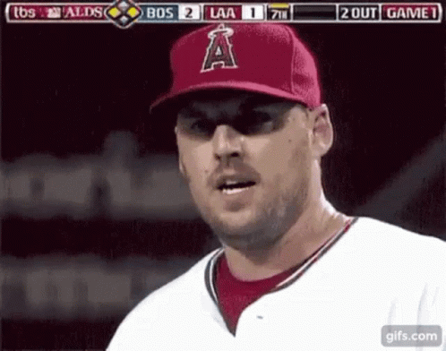 Baseball Player in Red Hat With Letter A