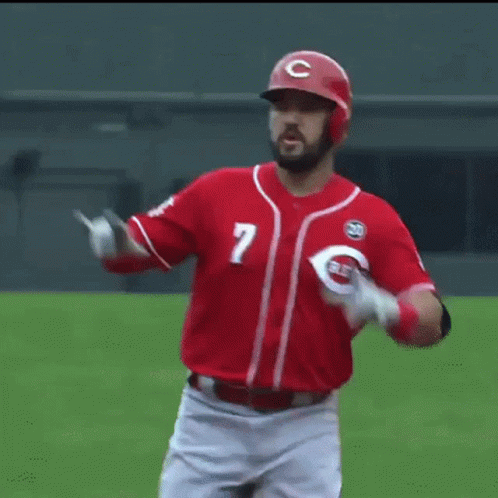 Baseball Player in Red Jersey Number 7