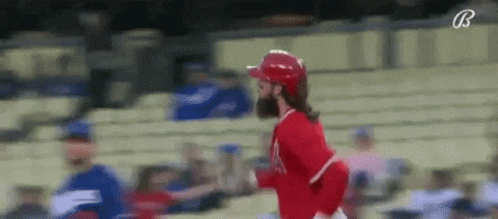 Baseball Player In Red Uniform Running GIF