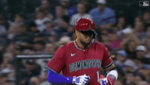 Baseball Player In Red Uniform With Arizona GIF