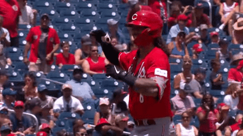 Baseball Player In Red Uniform With Crowd GIF