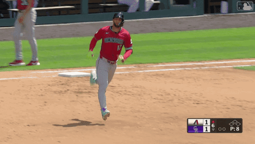 Baseball Player In Rockies Jersey Running To Base GIF