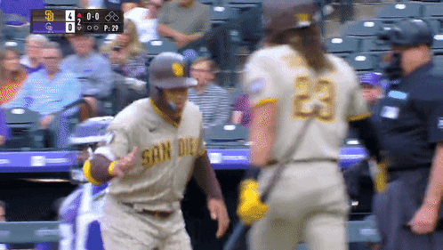 Baseball Player in San Diego Jersey Talking