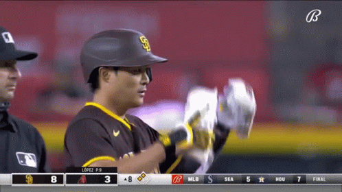 Baseball Player in San Diego Padres Uniform on Field