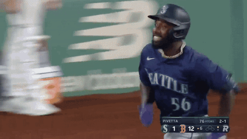 Baseball Player in Seattle Jersey Running