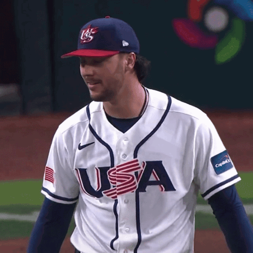 Baseball Player in USA Jersey and Hat
