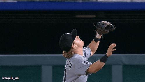 Baseball Player in White Sox Uniform Catches Ball