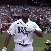 Baseball Player In White Uniform With Letter R GIF