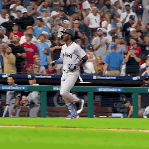 Baseball Player In York Jersey Running On Field GIF