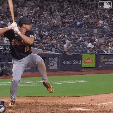Baseball Player Number 10 Swinging Bat