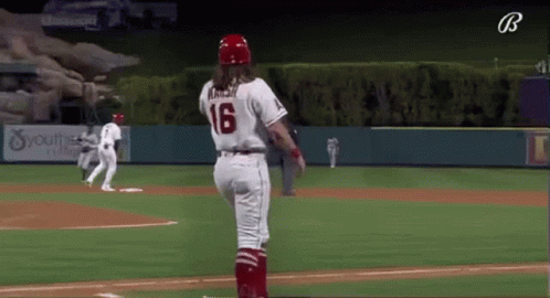 Baseball Player Number 16 On Field GIF