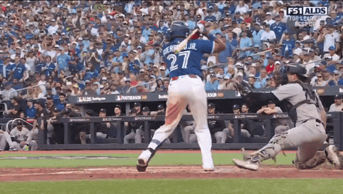 Baseball Player Number 27 Swinging Bat