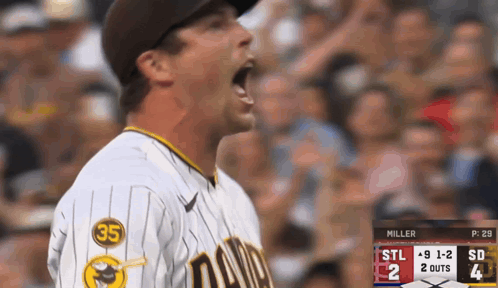 Baseball Player Number 35 Screaming