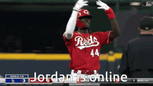 Baseball Player Number 44 In Front Of Referee GIF