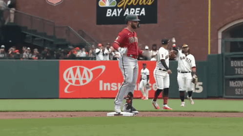 Baseball Player On Base With AAA Sign GIF