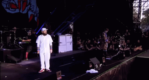 Baseball Player On Stage With Band GIF