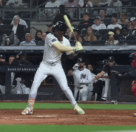 Baseball Player Ready To Swing With Bank Of America Banner GIF