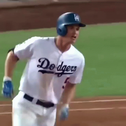 Baseball Player Running in Dodgers Uniform