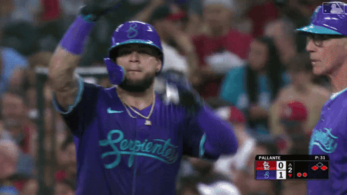 Baseball Player Running Past Health Sign GIF