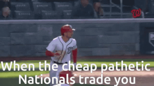 Baseball Player Running to First With Nationals Trade You