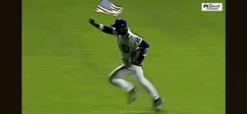 Baseball Player Running With American Flag