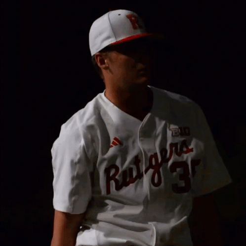 Baseball Player Rutgers 3 White Jersey