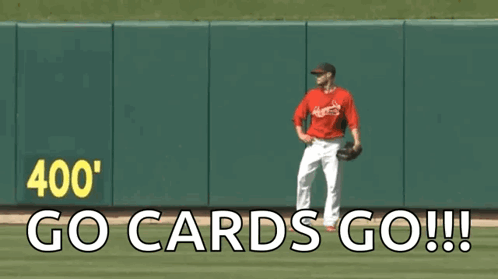 Baseball Player Saying Go Cards Go