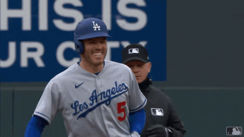 Baseball Player Smiling in Los Angeles Uniform