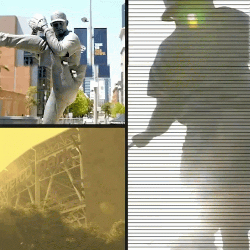 Baseball Player Statue And Stadium GIF