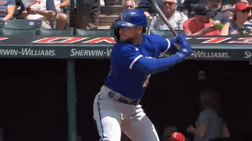 Baseball Player Swinging At Pitch With Sherwin-Williams Banner GIF