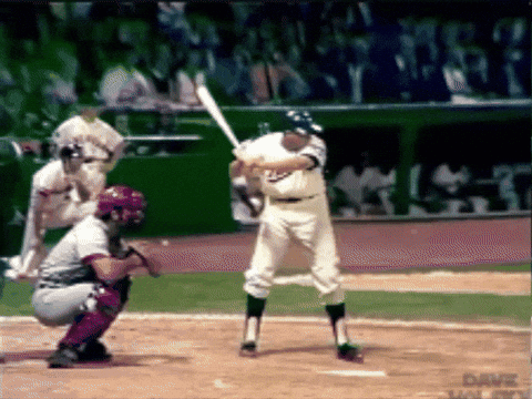 Baseball Player Swinging Bat Catcher Watching