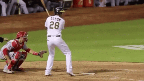 Baseball Player Swinging Bat Number 28