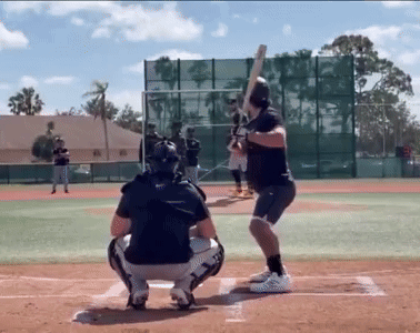 Baseball Player Swinging Bat