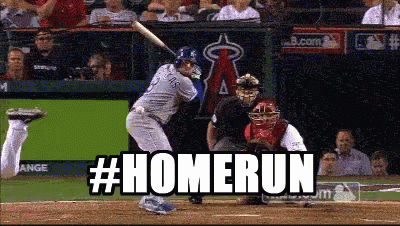 Baseball Player Swinging Bat Saying Homerun