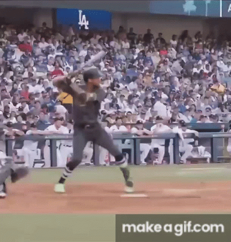 Baseball Player Swinging Bat GIF