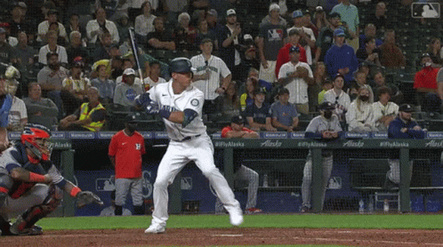 Baseball Player Swinging With Alaska On Dugout GIF