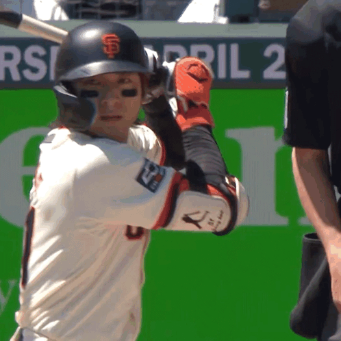 Baseball Player Swinging with SF Logo