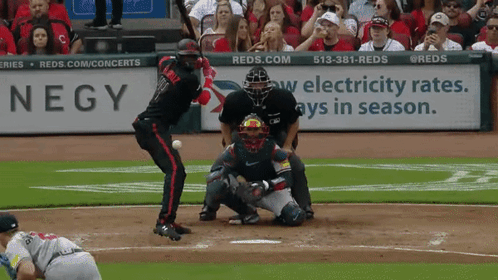 Baseball Player Swings At Ball Saying Electricity Rates GIF