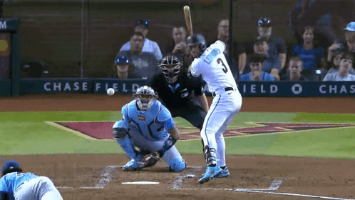 Baseball Player Swings At Pitch, Other Watches GIF
