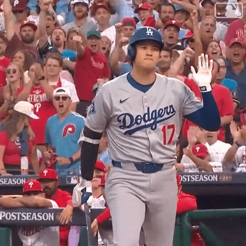 Baseball Player Waving Dodgers Jersey