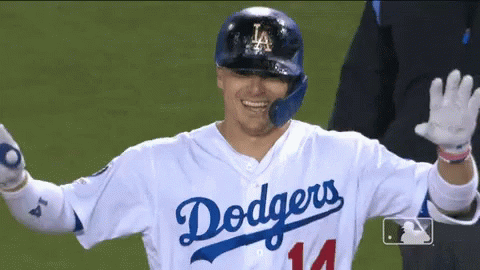 Baseball Player Waving in Dodgers Jersey
